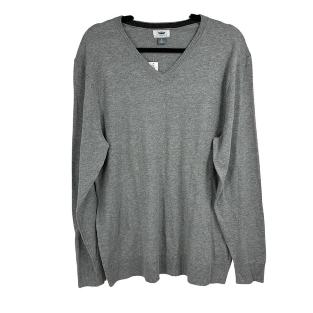 Old Navy Mens‎ Gray V-Neck Sweater Large NWT Minimalist Cozy Academia